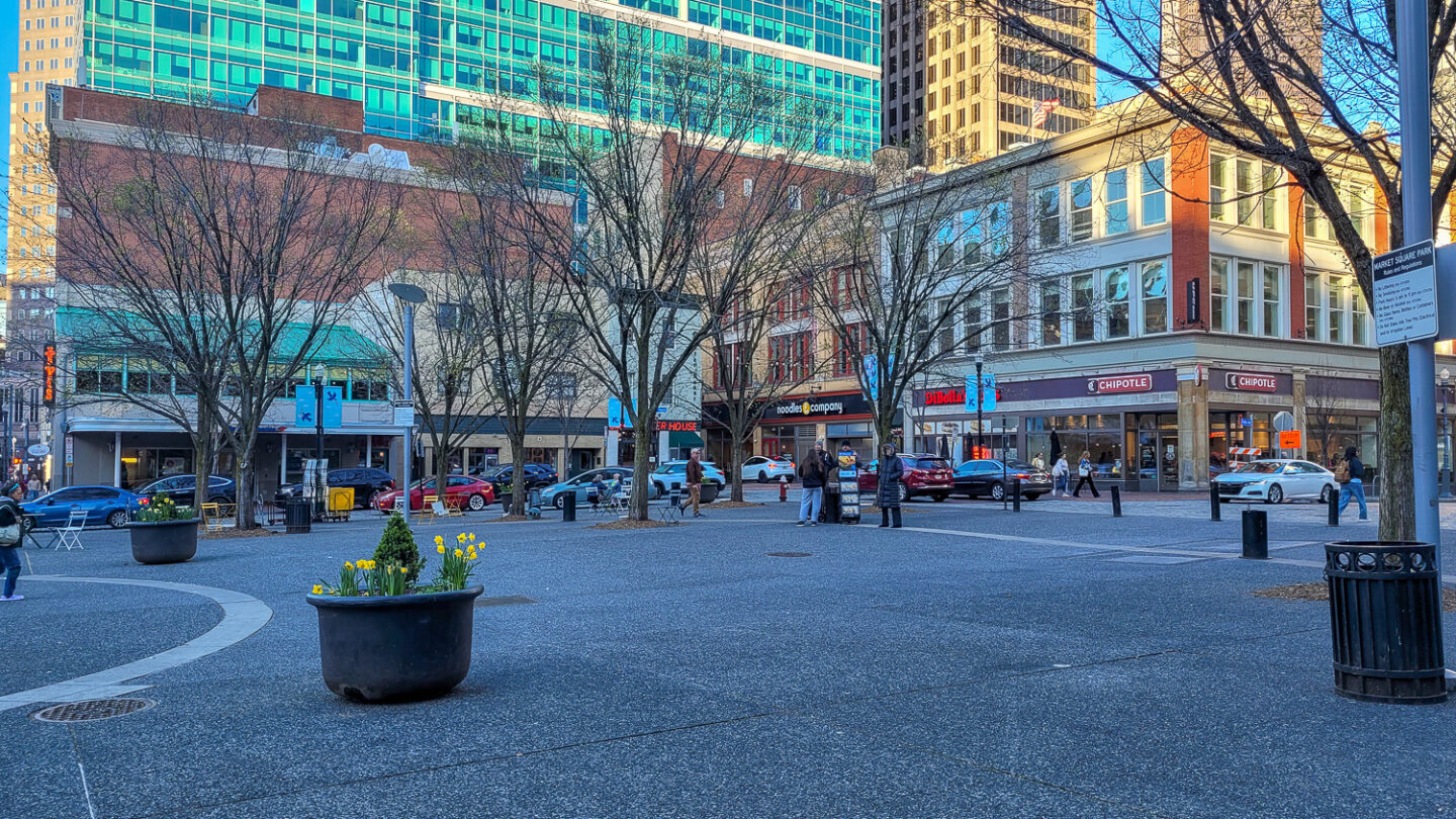 View of Market Square which is one of the things to do in Pittsburgh on a weekend trip